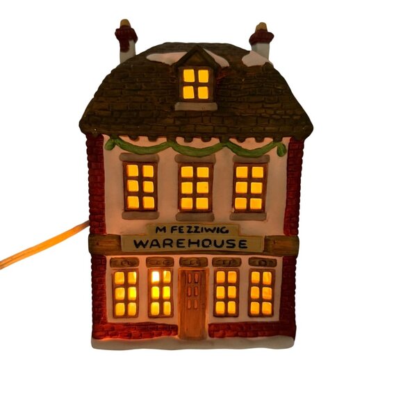 Vtg Dept 56 Dickens Village Fezziwig’s Warehouse Lighted Building A Christmas Ca - Picture 2 of 13